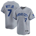 KC.Royals #7 Bobby Witt Jr. Player Gray Limited Home Gdoa Stitched Jerseys