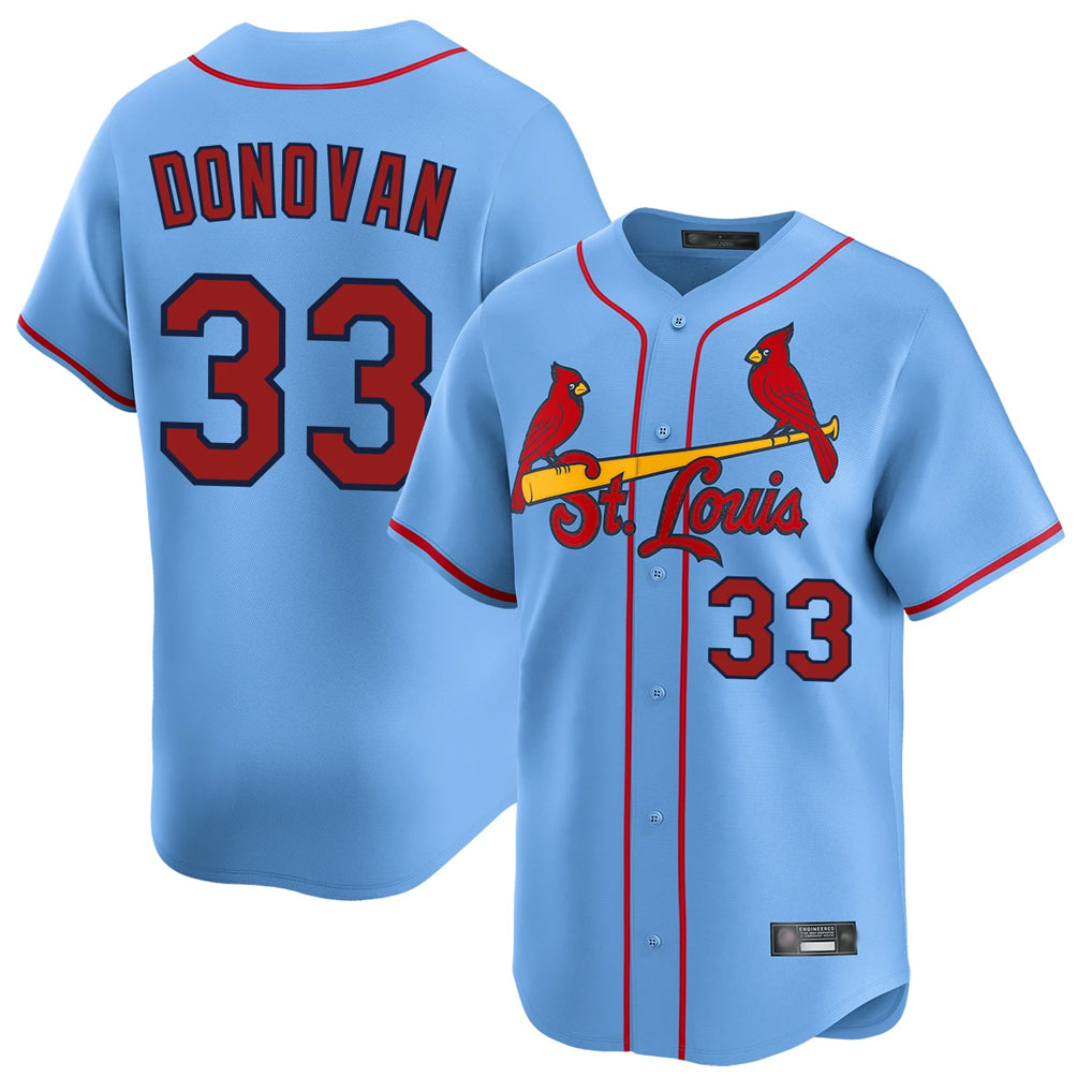St. Louis Cardinals #33 Brendan Donovan Player Light Blue Home Limited Gdoa Stitched Jerseys