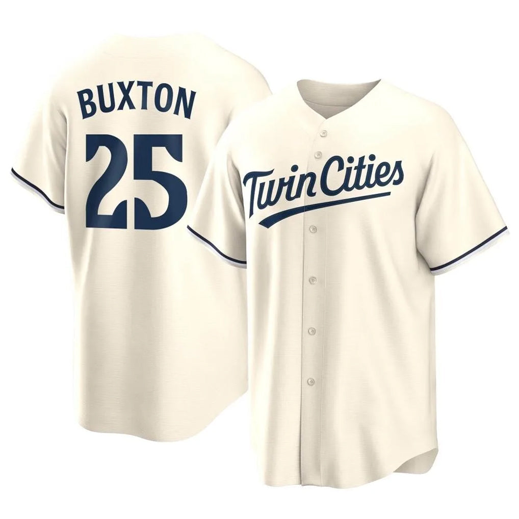 M.Twins #25 Byron Buxton Player Cream Game Limited Home Gdoa Stitched Jerseys