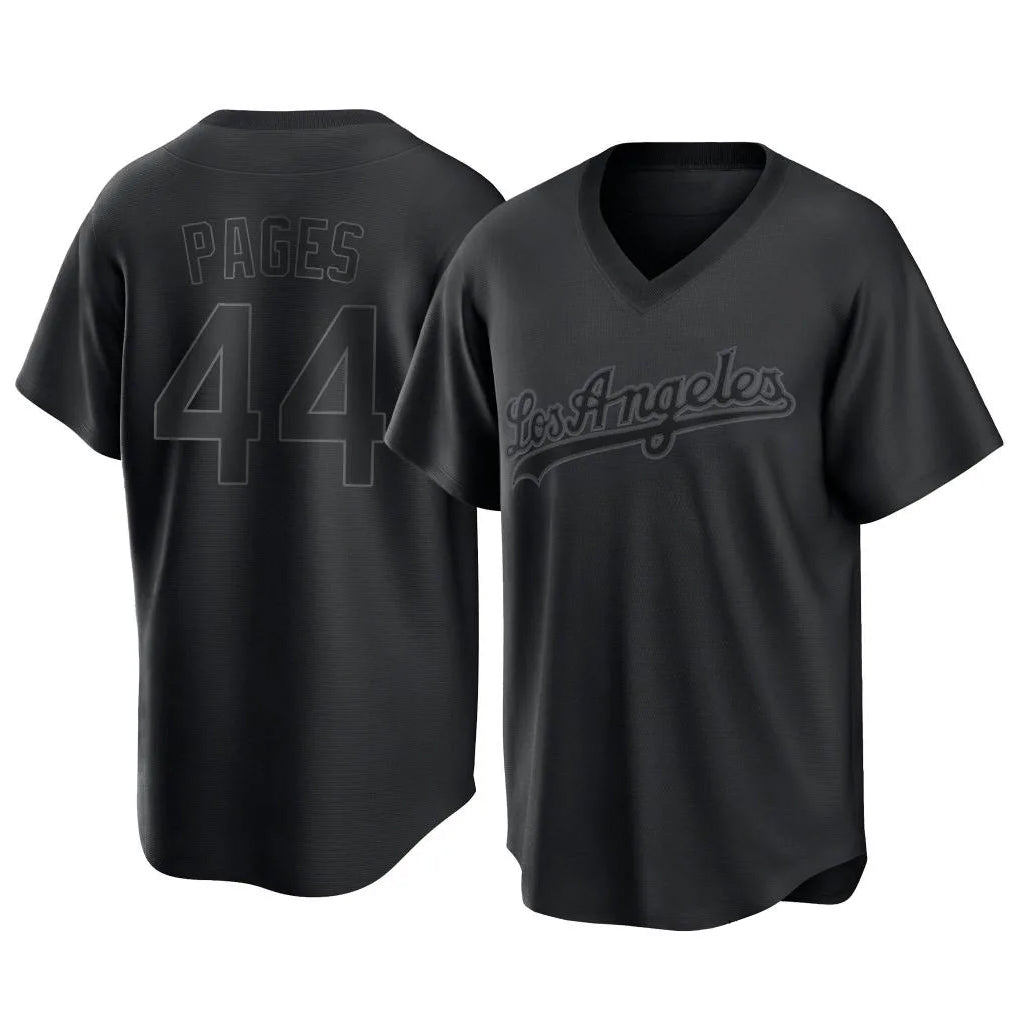 LA.Dodgers #44 Andy Pages Player Black Pitch Fashion T-shirt Gdoa Stitched Jerseys