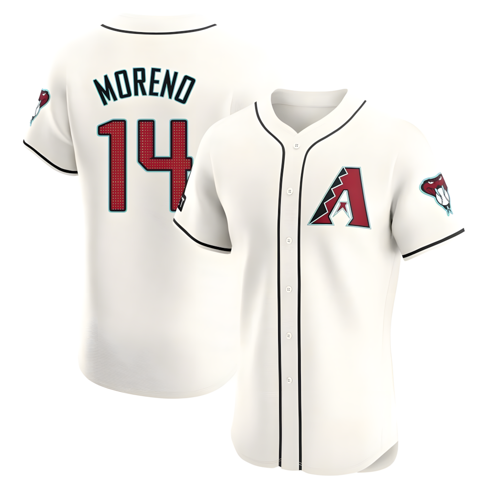 A.Diamondbacks #14 Gabriel Moreno Player Cream Elite Home Patch Stitched Jerseys