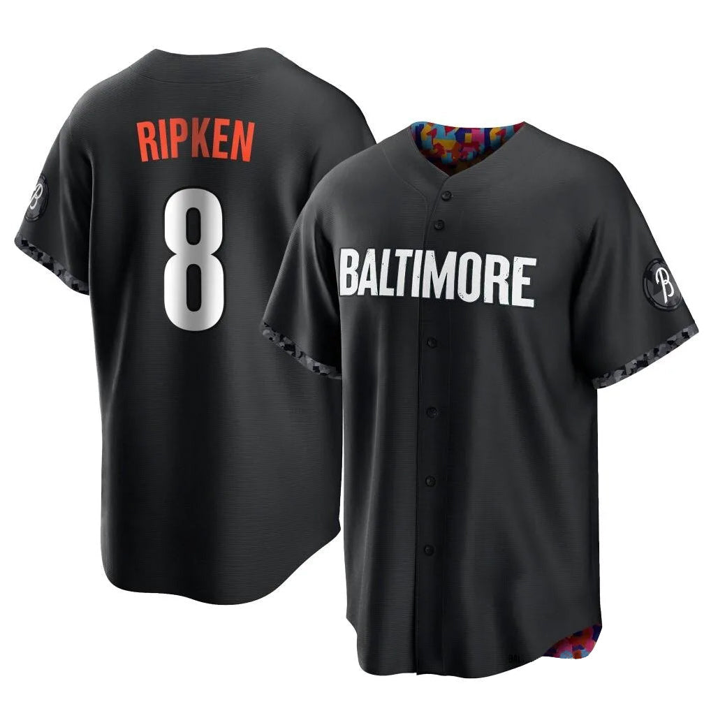 B.Orioles #8 Cal Ripken Player Black City Connect Home Game Gdoa Stitched Jerseys
