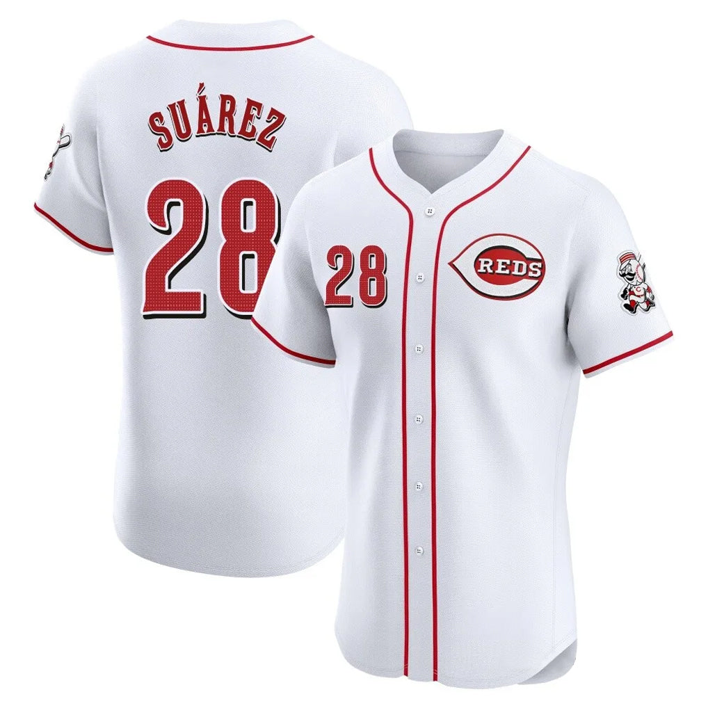 C.Reds #28 Eugenio Su¨¢rez Player White Limited Elite Home Gdoa Stitched Jerseys