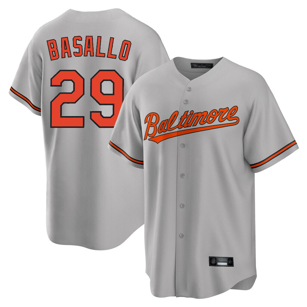 B.Orioles #29 Samuel Basallo Player Gray Home Game Gdoa Stitched Jerseys