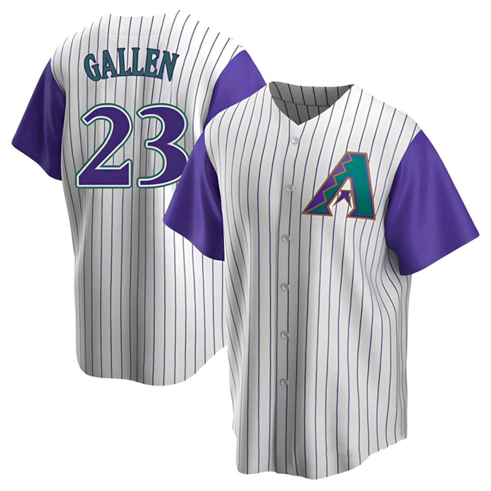A.Diamondbacks #23 Zac Gallen Player White-Purple Replica Stitched Jerseys