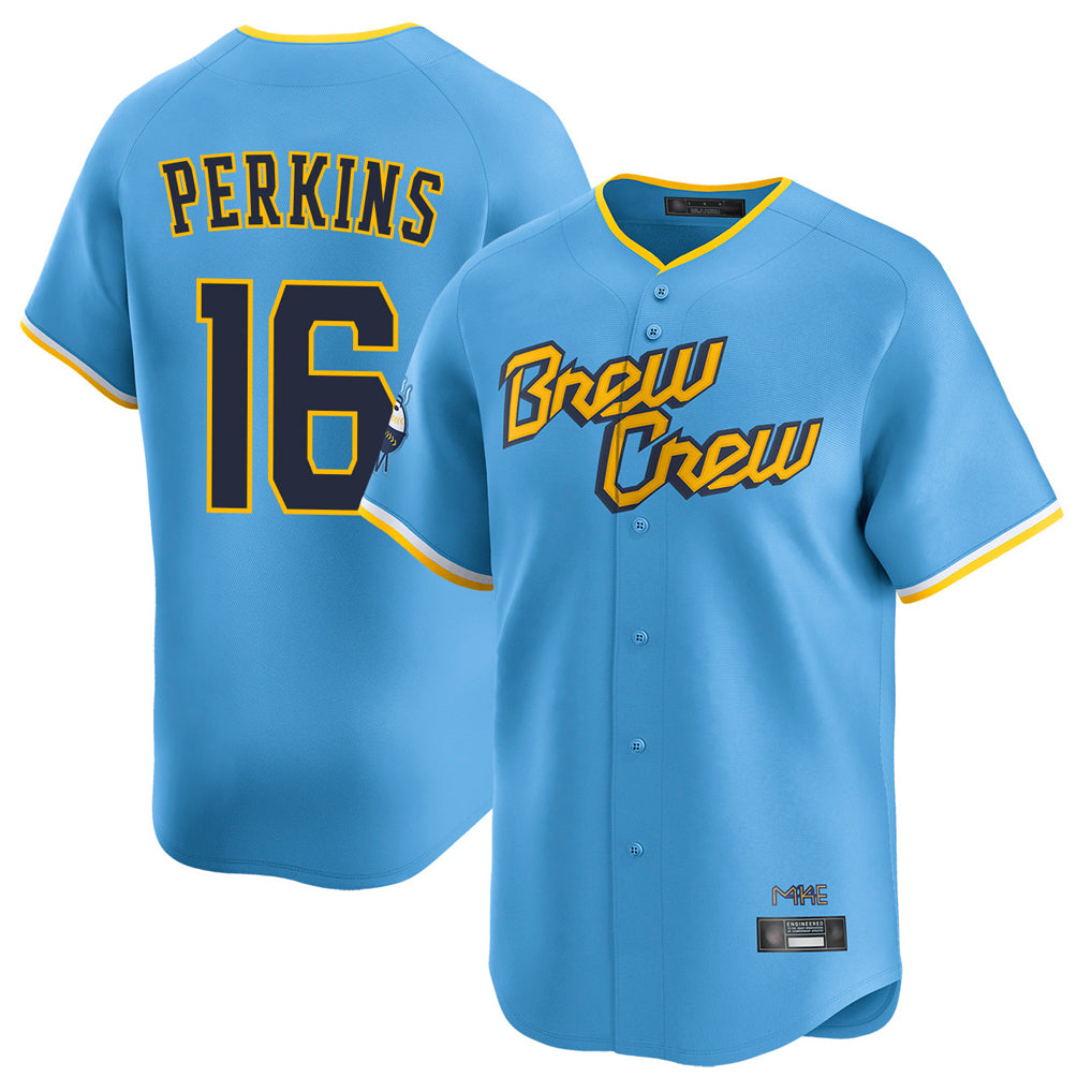 M.Brewers #16 Blake Perkins Player Light Blue City Connect Home Limited Gdoa Stitched Jerseys