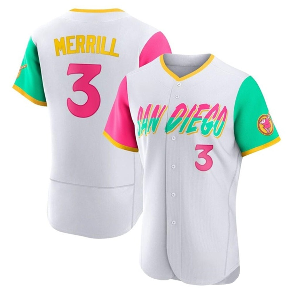 S.Diego Padres #3 Jackson Merrill Player White City Connect Home Limited Elite Gdoa Stitched Jerseys