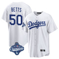 LA.Dodgers #50 Mookie Betts Player White World Series Meet Game Home Gdoa Stitched Jerseys