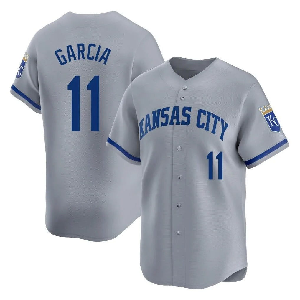 KC.Royals #11 Maikel Garcia Player Gray Limited Home Gdoa Stitched Jerseys