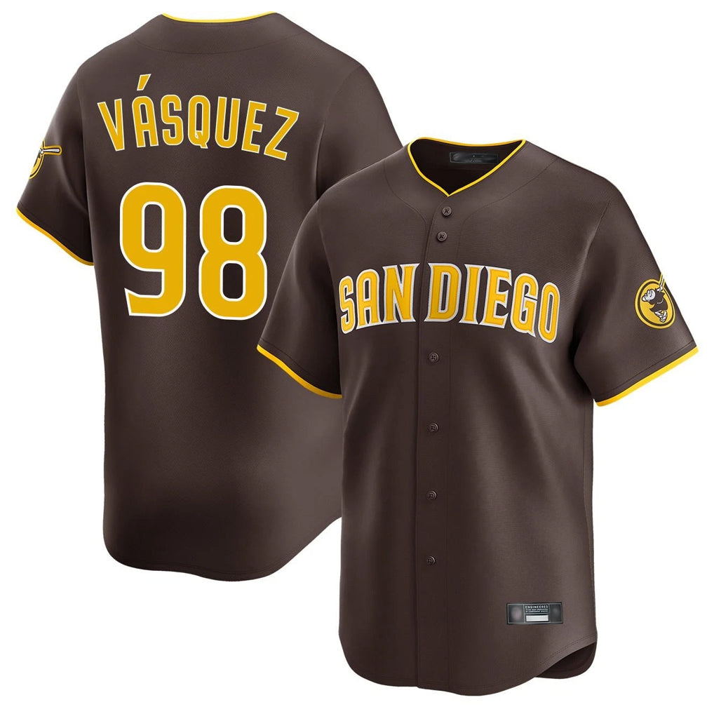 S.Diego Padres #98 Randy Vasquez Player Brown Home Limited Gdoa Stitched Jerseys