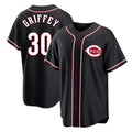 C.Reds #30 Ken Griffey Player Black Fashion Out Home Game Gdoa Stitched Jerseys