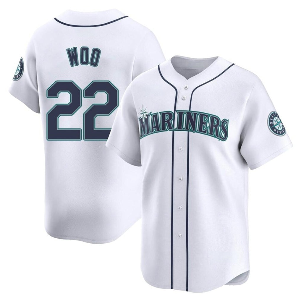 S.Mariners #22 Bryan Woo Player White Home Limited Gdoa Stitched Jerseys