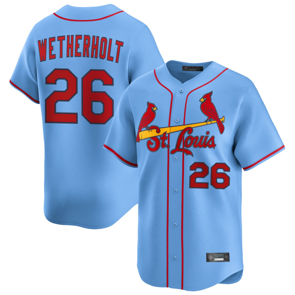 St. Louis Cardinals #26 JJ Wetherholt Player Light Blue Home Limited Stitched Jerseys