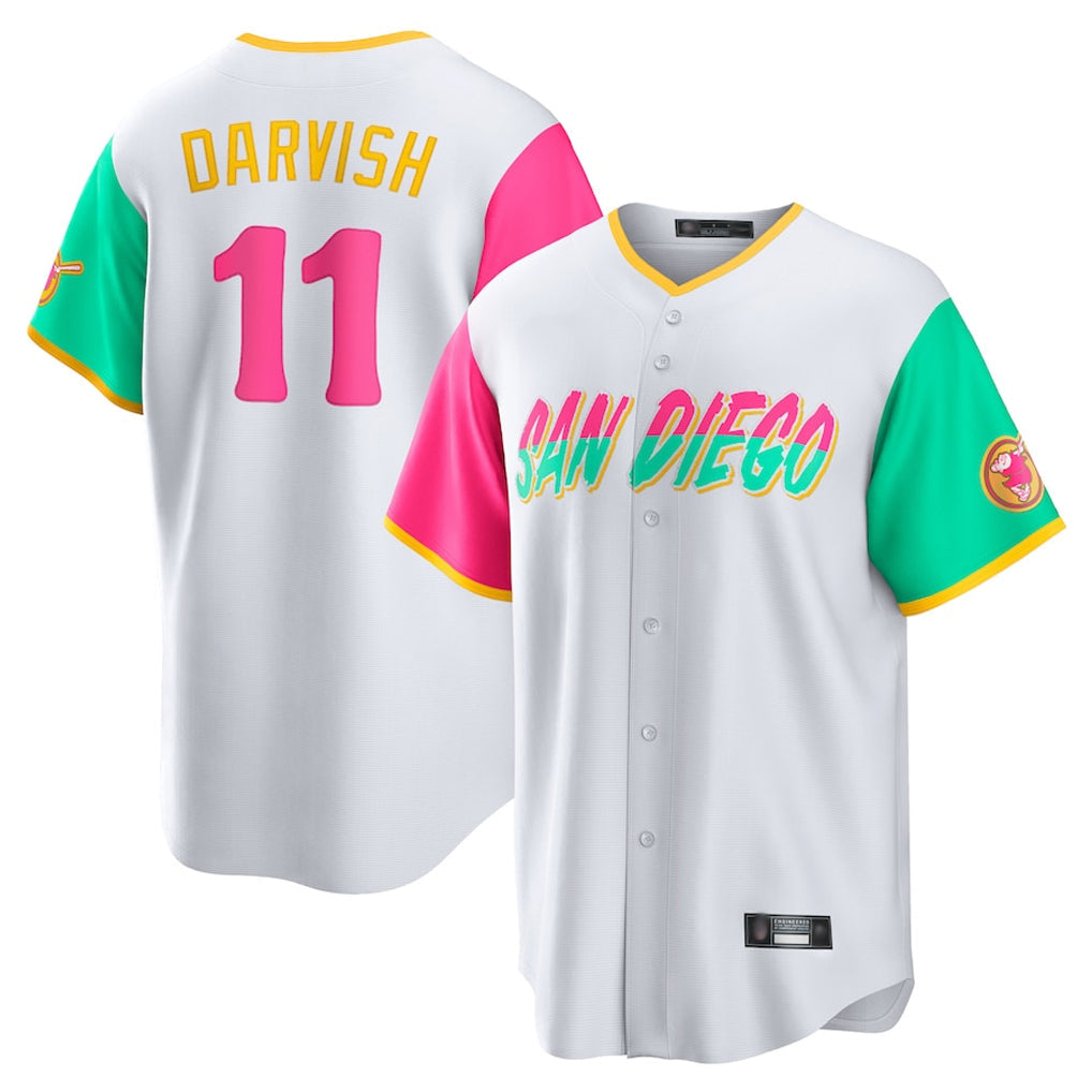 S.Diego Padres #11 Yu Darvish Player White City Connect Home Game Stitched Jerseys
