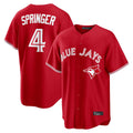 T.Blue Jays #4 George Springer Player Red Home Game Stitched Jerseys