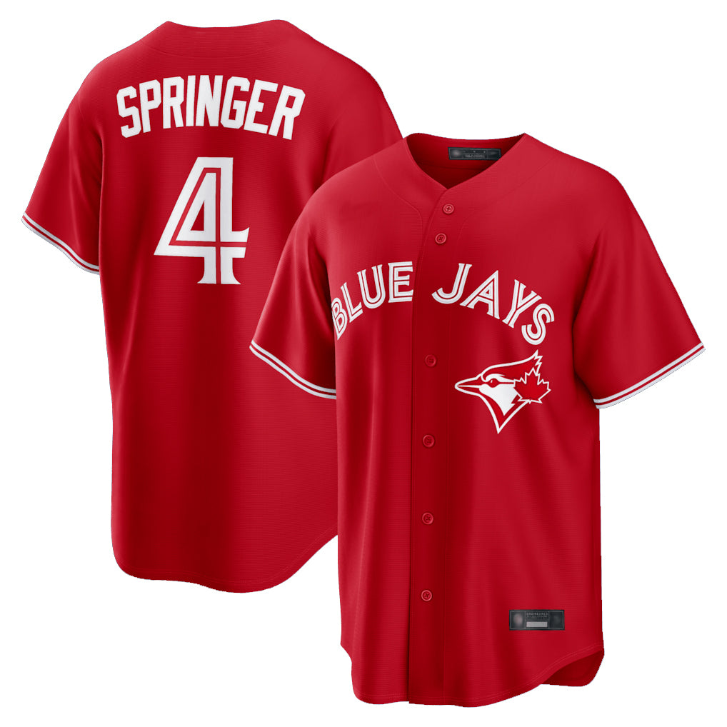 T.Blue Jays #4 George Springer Player Red Home Game Stitched Jerseys