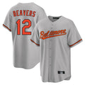 B.Orioles #12 Dylan Beavers Player Gray Home Game Gdoa Stitched Jerseys