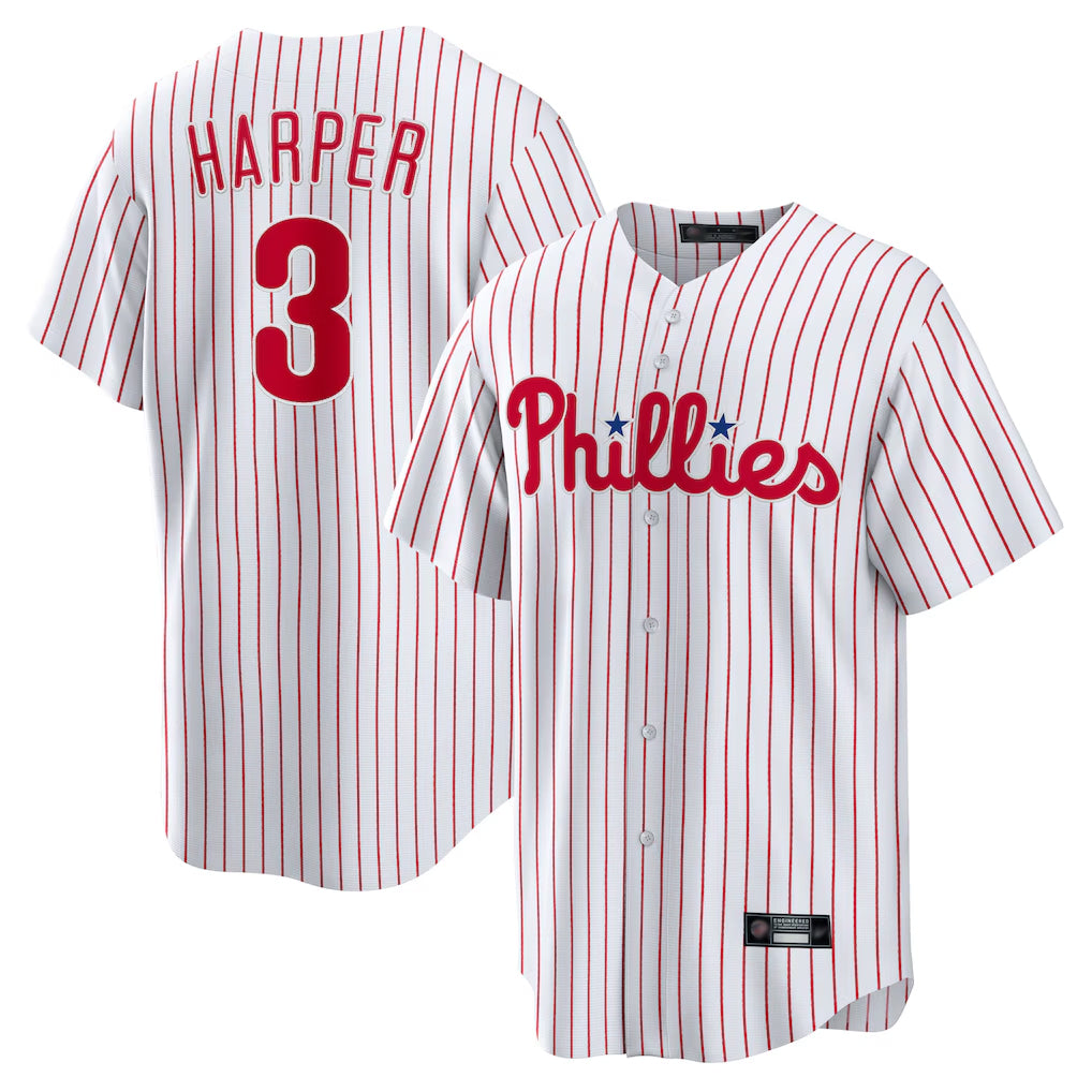 P.Phillies #3 Bryce Harper Player White Home Game Stitched Jerseys