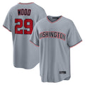 W.Nationals #29 James Wood Player Gray Road Replica Stitched Jerseys