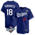 LA.Dodgers #18 Yoshinobu Yamamoto Player Royal World Series Limited Home Gdoa Stitched Jerseys