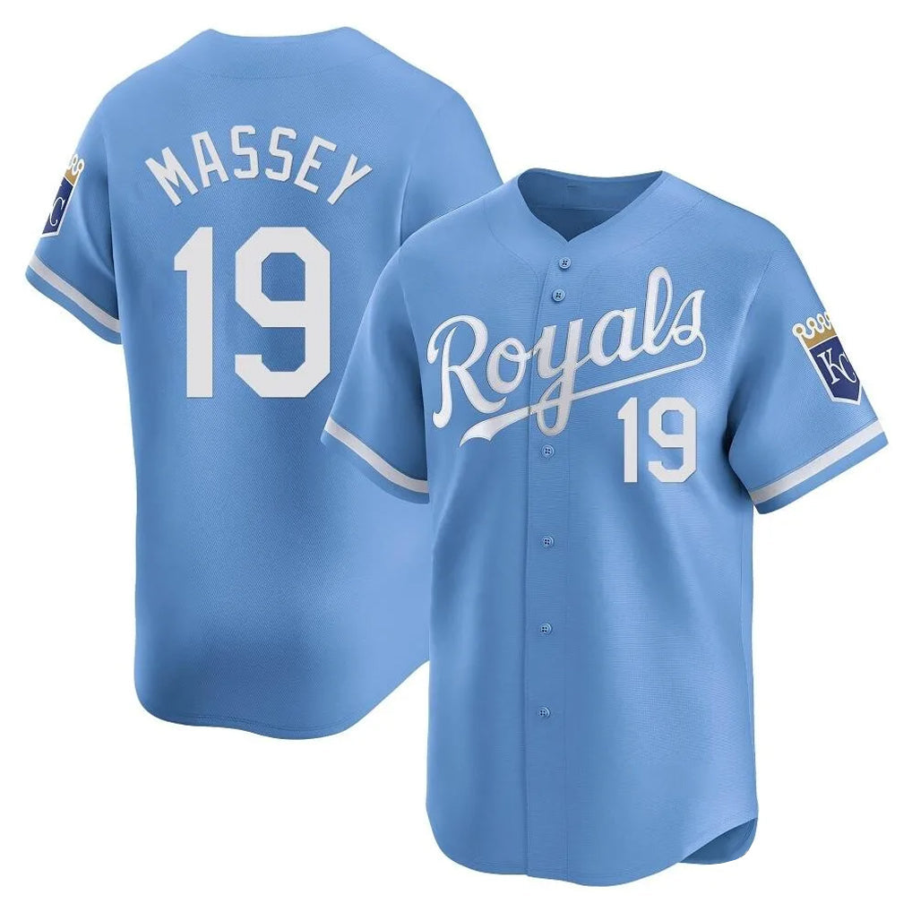 KC.Royals #19 Michael Massey Player Light Blue Alt Limited Home Gdoa Stitched Jerseys