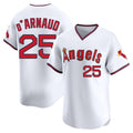 LA.Angels #25 Travis d'Arnaud Player White T-shirt Home Limited Gdoa Stitched Jerseys
