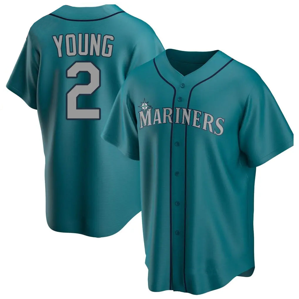 S.Mariners #2 Cole Young Player Teal Home Game Stitched Jerseys
