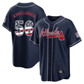 A.Braves #56 Spencer Schwellenbach Player Navy USA 250 Fourth Of July Limited Home Game Gdoa250Ys Stitched Jerseys