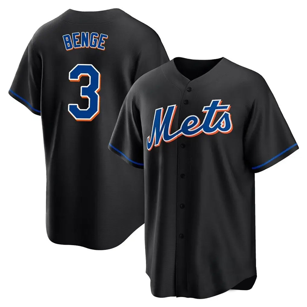 NY.Mets #3 Carson Benge Player Black Replica Home Game Stitched Jerseys