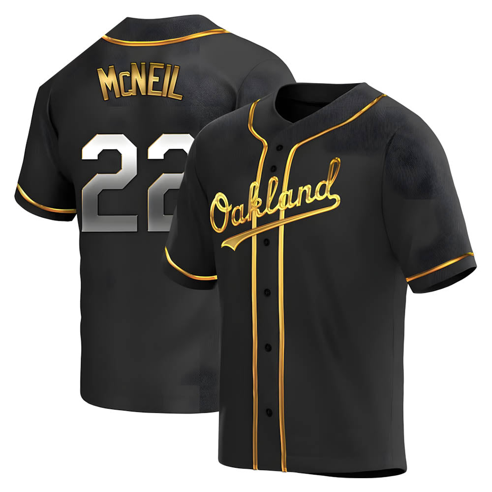 Athletics #22 Jeff McNeil player Gold Replica Black en Alternate Stitched Jersey