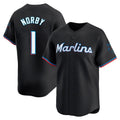 M.Marlins #1 Connor Norby Player Black  Home Limited Gdoa Stitched Jerseys