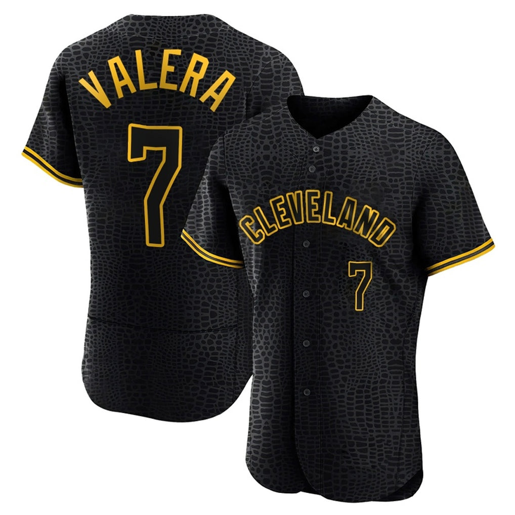 C.Guardians #7 George Valera Player Black Snake Skin City Limited Elite Home Gdoa Stitched Jerseys