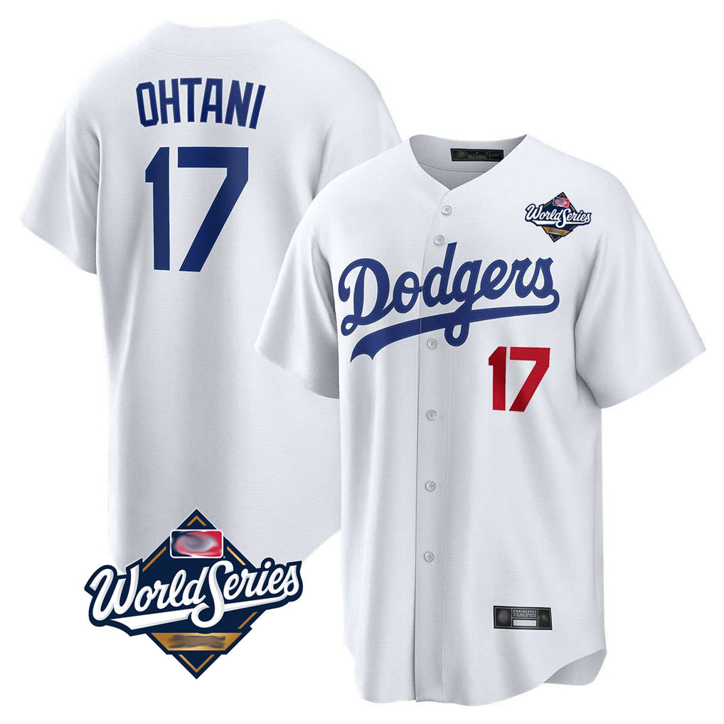 LA.Dodgers #17 Shohei Ohtani Player White World Series Home Game Gdoa Stitched Jerseys