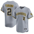 M.Brewers #2 Brice Turang Player Gray Home Limited Gdoa Stitched Jerseys