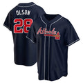 A.Braves #28 Matt Olson player Navy Replica Alternate Stitched Jerseys