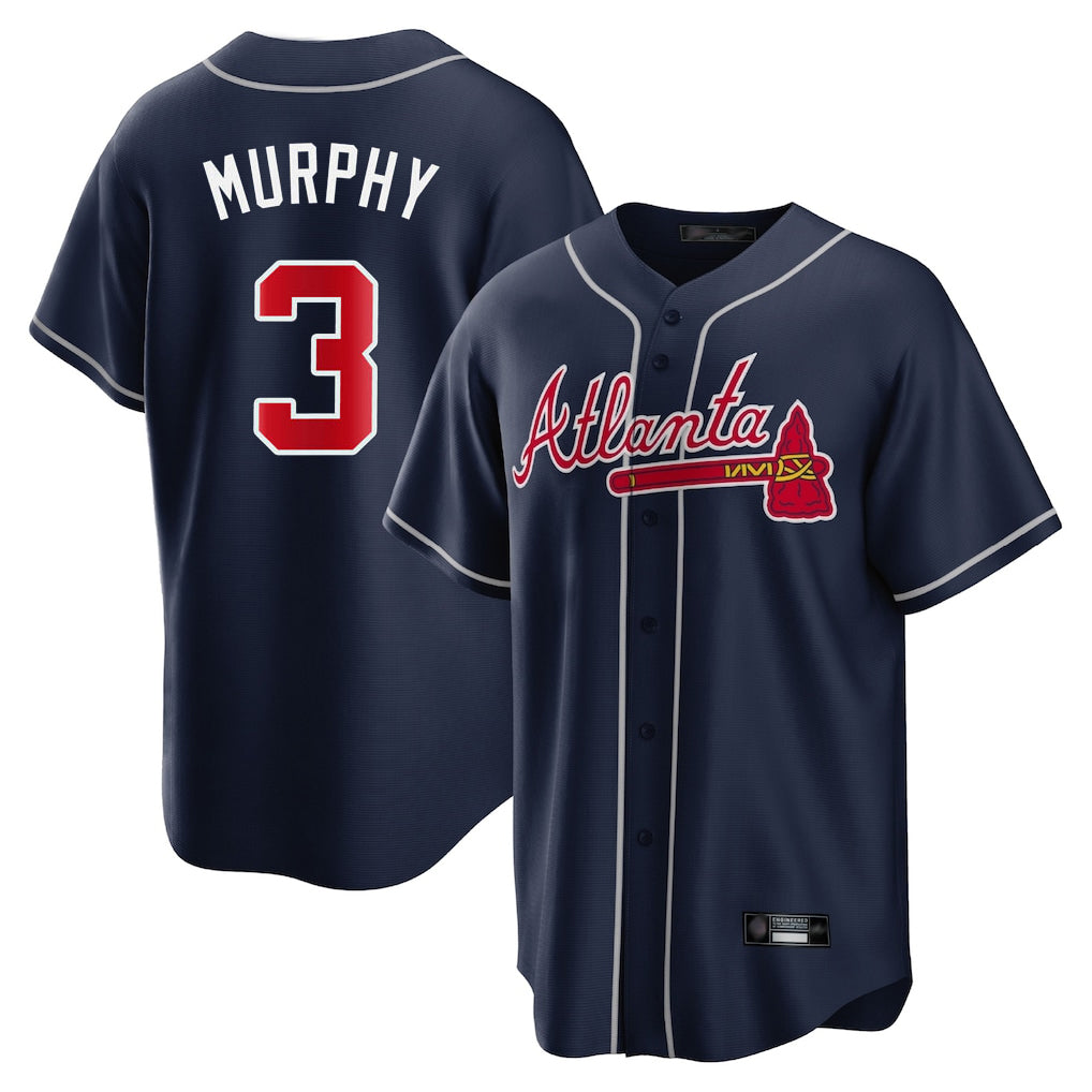 A.Braves #3 Dale Murphy Player Navy Home Game Gdoa Stitched Jerseys