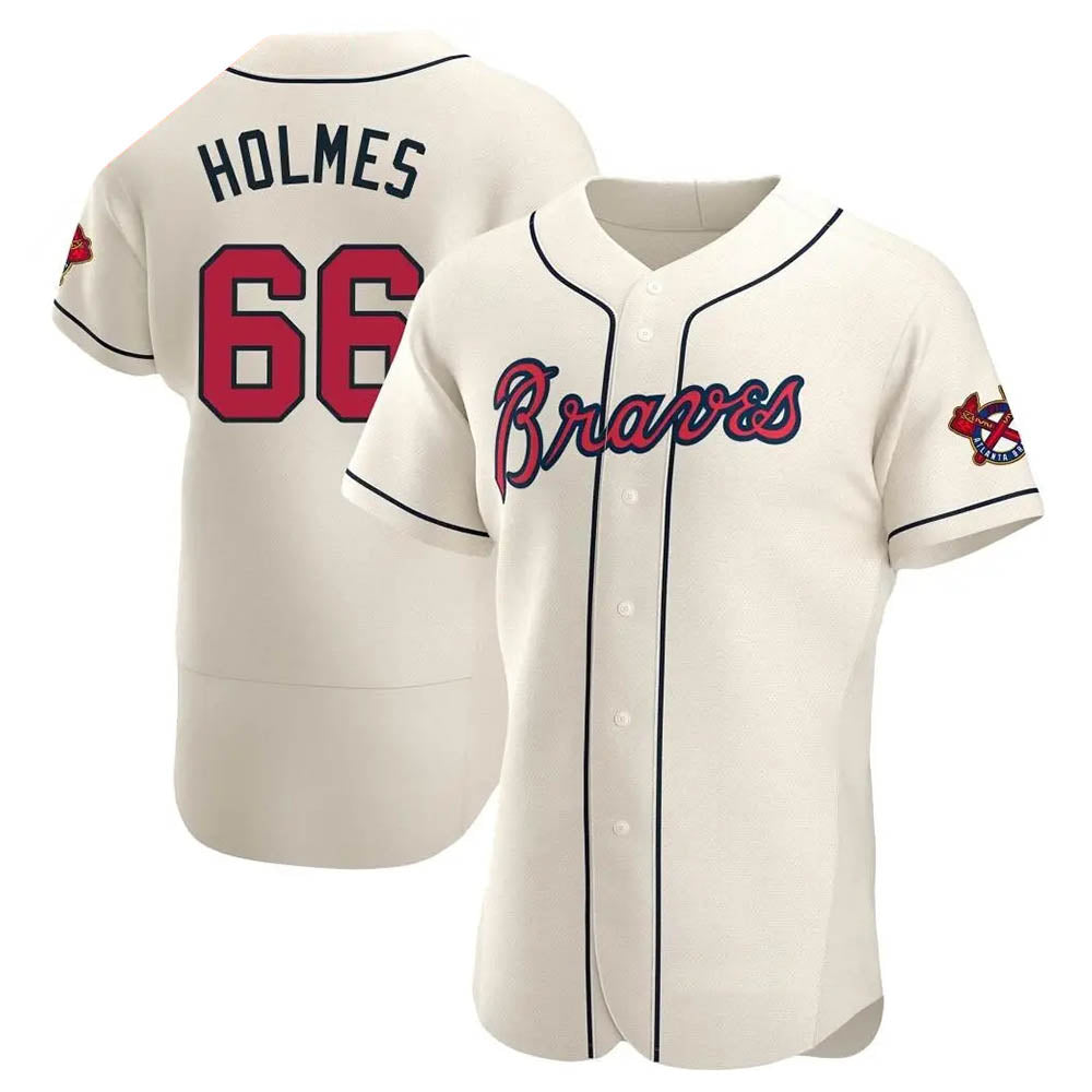 A.Braves #66 Grant Holmes Player Cream Authentic Alternate Stitched Jerseys
