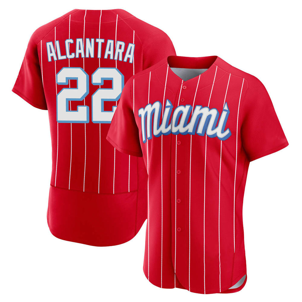M.Marlins #22 Sandy Alcantara Player Red City Connect Home Limited Elite Gdoa Stitched Jerseys