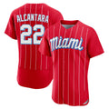 M.Marlins #22 Sandy Alcantara Player Red City Connect Home Limited Elite Gdoa Stitched Jerseys