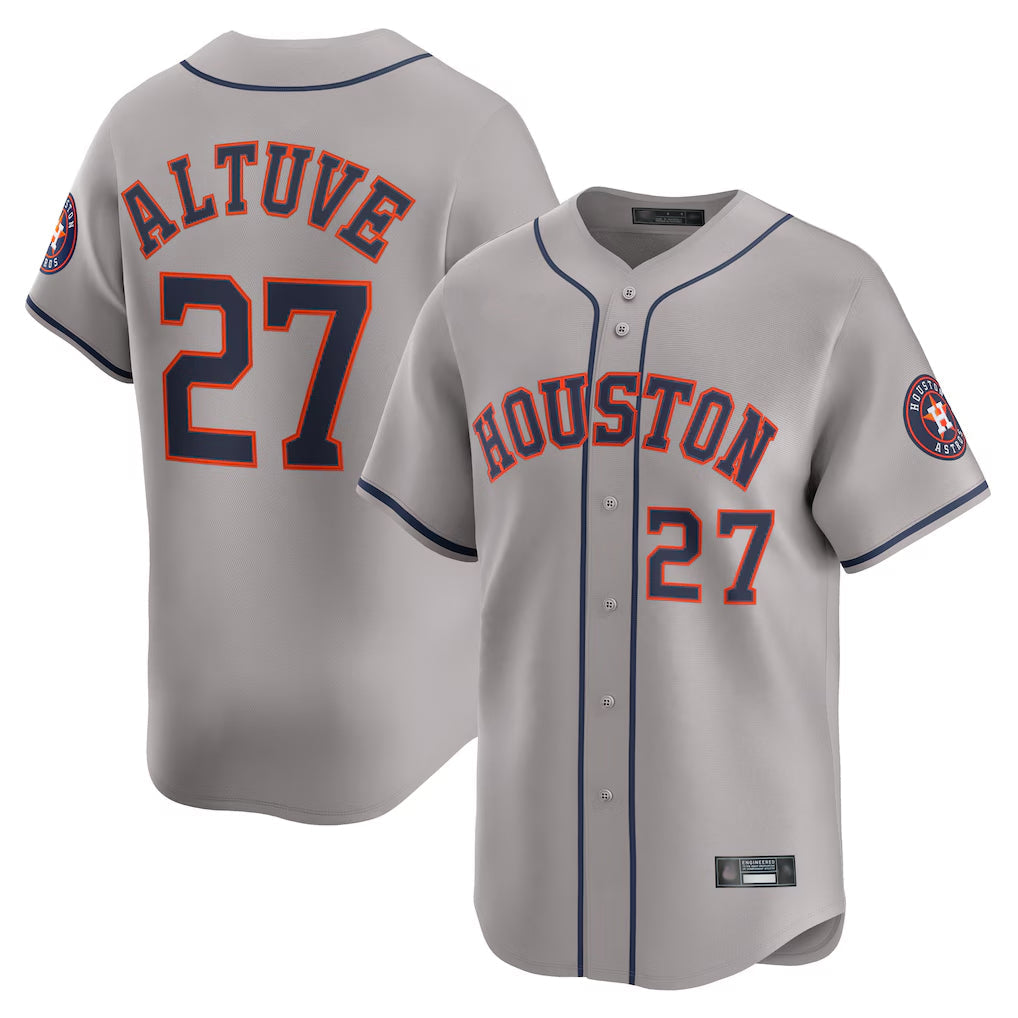 H.Astros #27 Jose Altuve Player Gray Home Limited Gdoa Stitched Jerseys