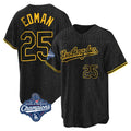 LA.Dodgers #25 Tommy Edman Player Black World Series Meet Snake Skin City Game Home Gdoa Stitched Jerseys