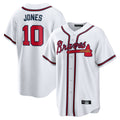 A.Braves #10 Chipper Jones Player White Home Game Gdoa Stitched Jerseys