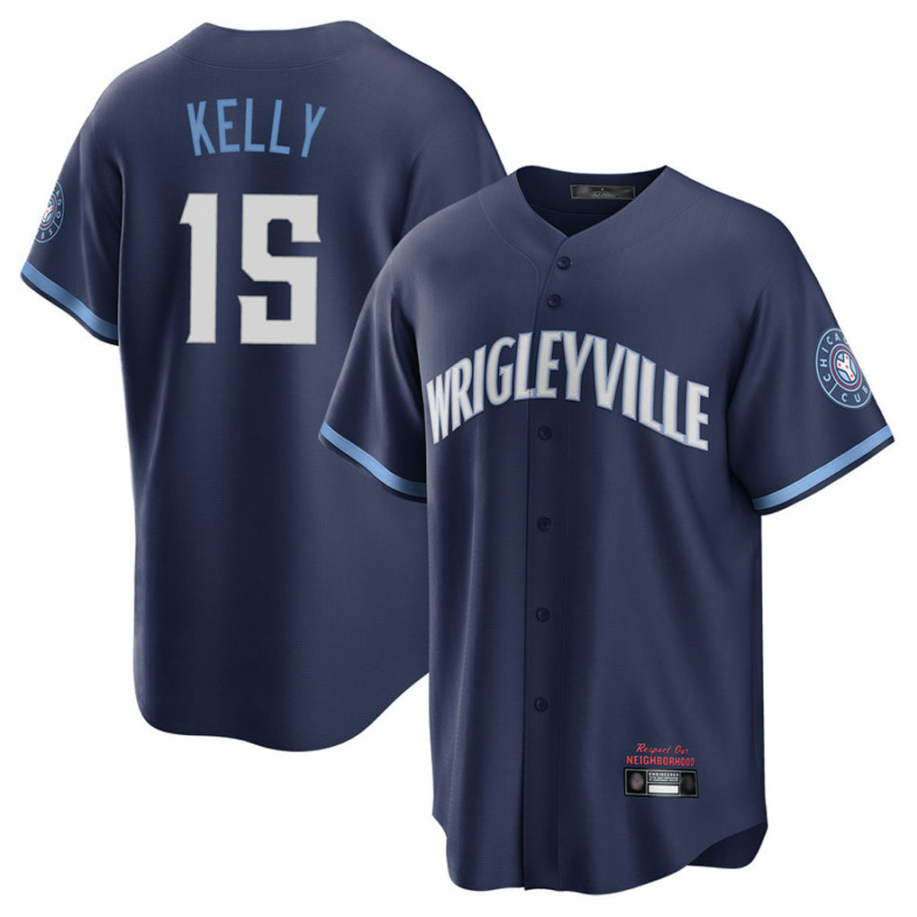 C.Cubs #15 Carson Kelly Player Navy City Connect Home Game Gdoa Stitched Jerseys