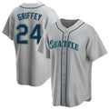 S.Mariners #24 Ken Griffey Jr Player Gray Home Game Stitched Jerseys