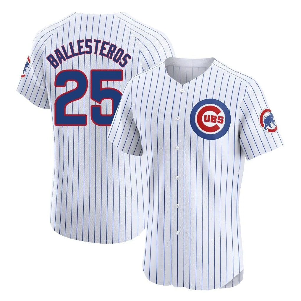 C.Cubs #25 Mois¨¦s Ballesteros Player White Limited Elite Home Game Gdoa Stitched Jerseys