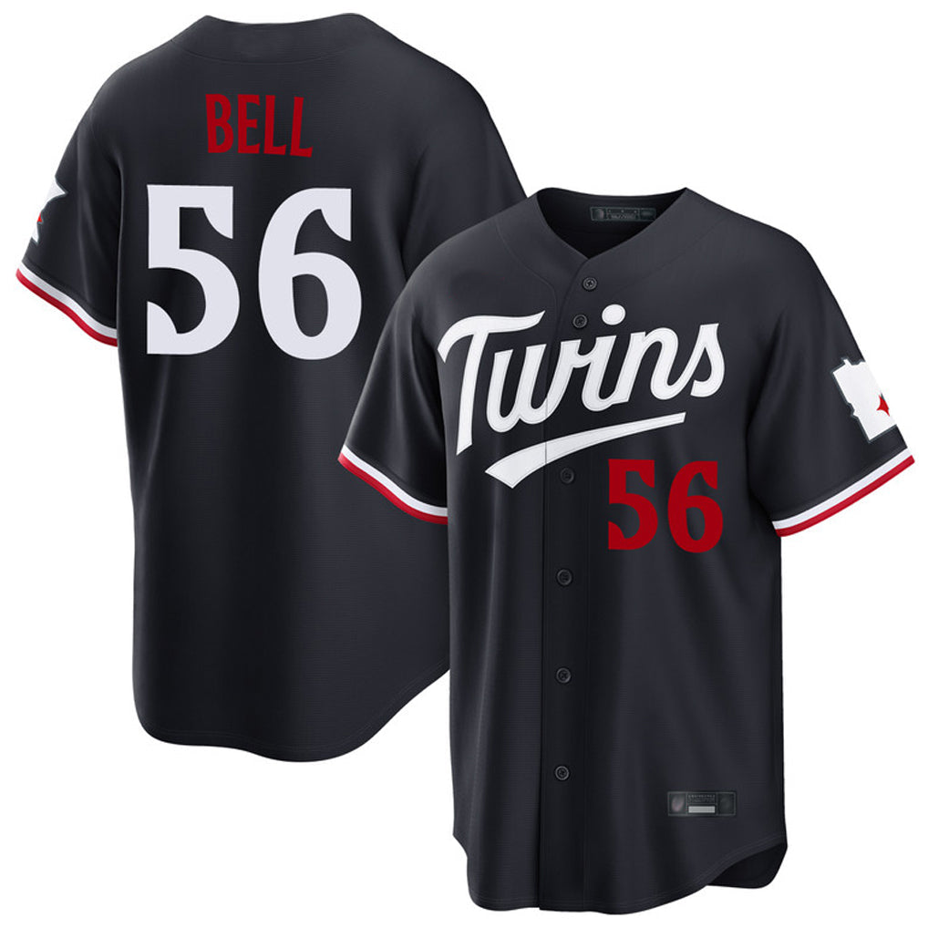 M.Twins #56 Josh Bell Player Navy Home Game Gdoa Stitched Jerseys