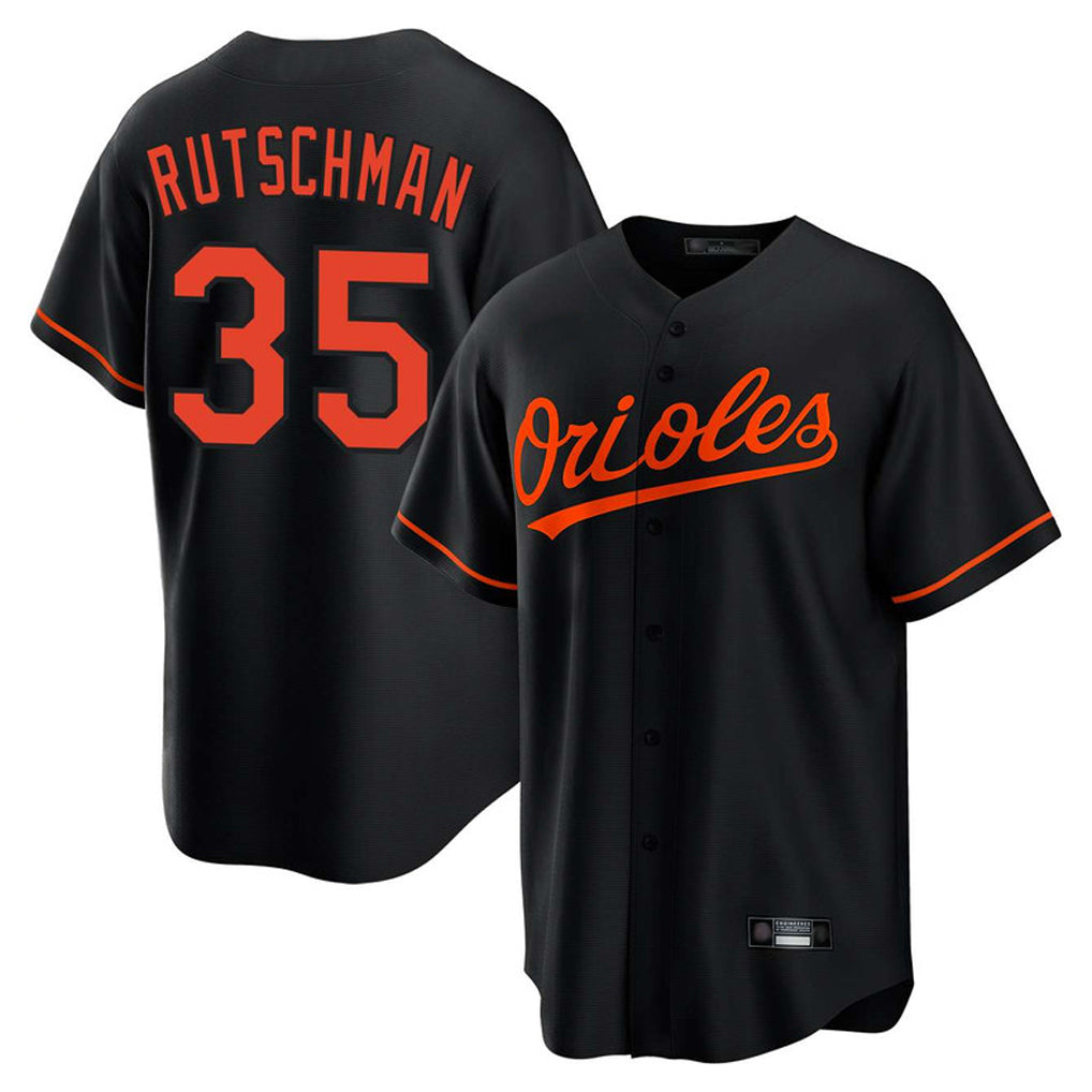 B.Orioles #35 Adley Rutschman Player Black Home Game Gdoa Stitched Jerseys
