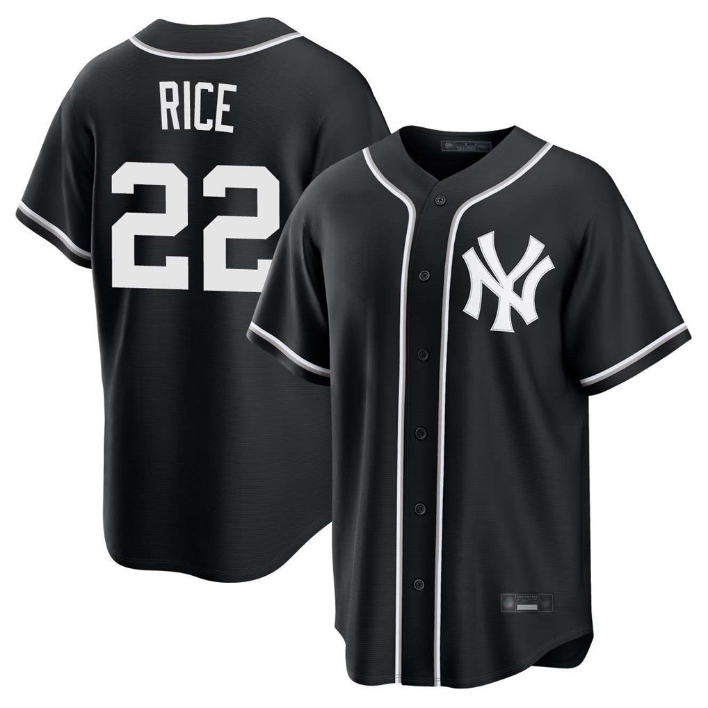 NY.Yankees #22 Ben Rice Player Black Out Game Home Gdoa Stitched Jerseys