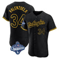 LA.Dodgers #34 Fernando Valenzuela Player Black World Series Meet Snake Skin City Limited Elite Home Gdoa Stitched Jerseys