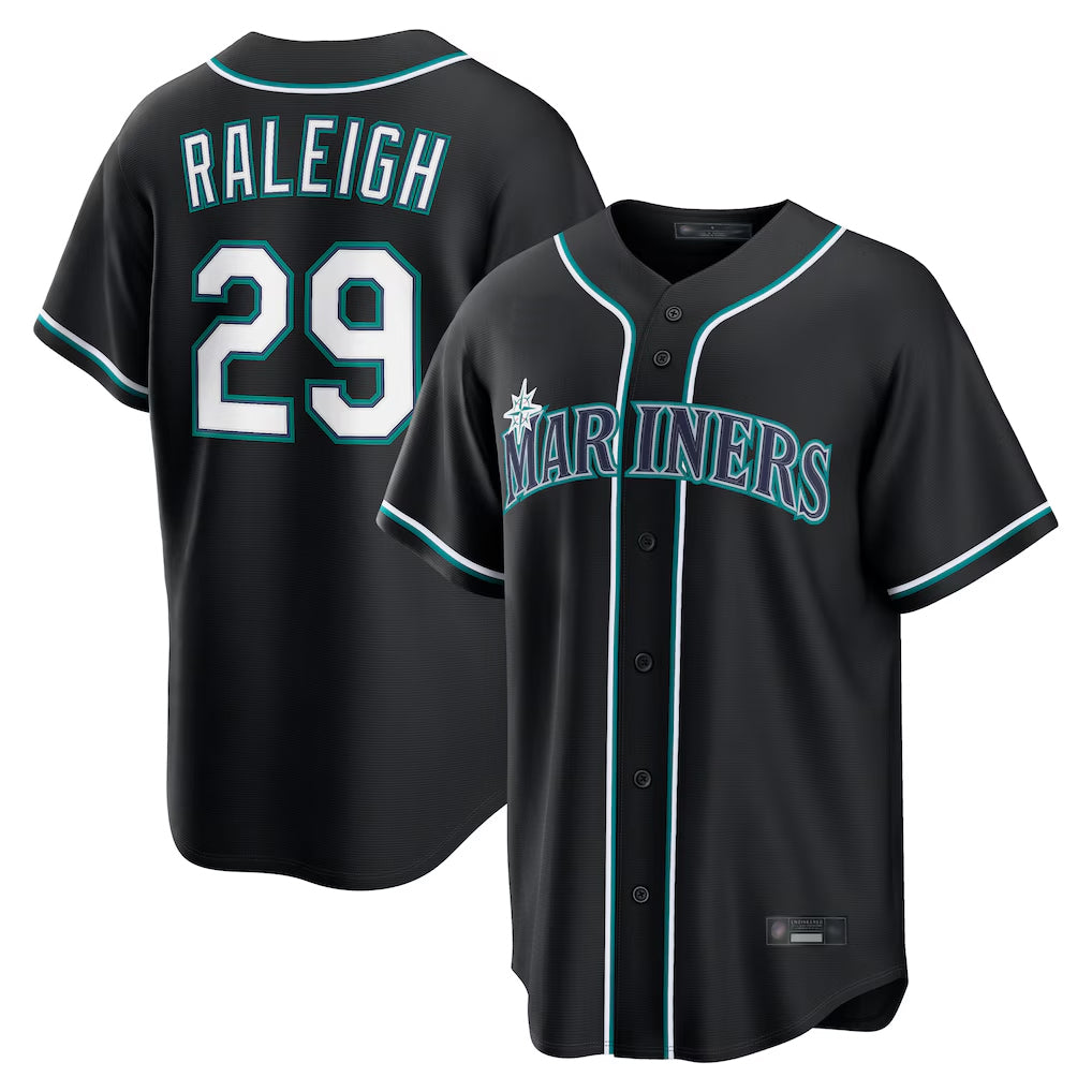 S.Mariners #29 Cal Raleigh Player Black Fashion Home Limited Stitched Jerseys